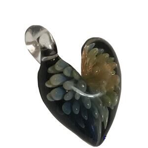 Puff Heart Glass Pendant Jewelry Contemporary Handmade Gift